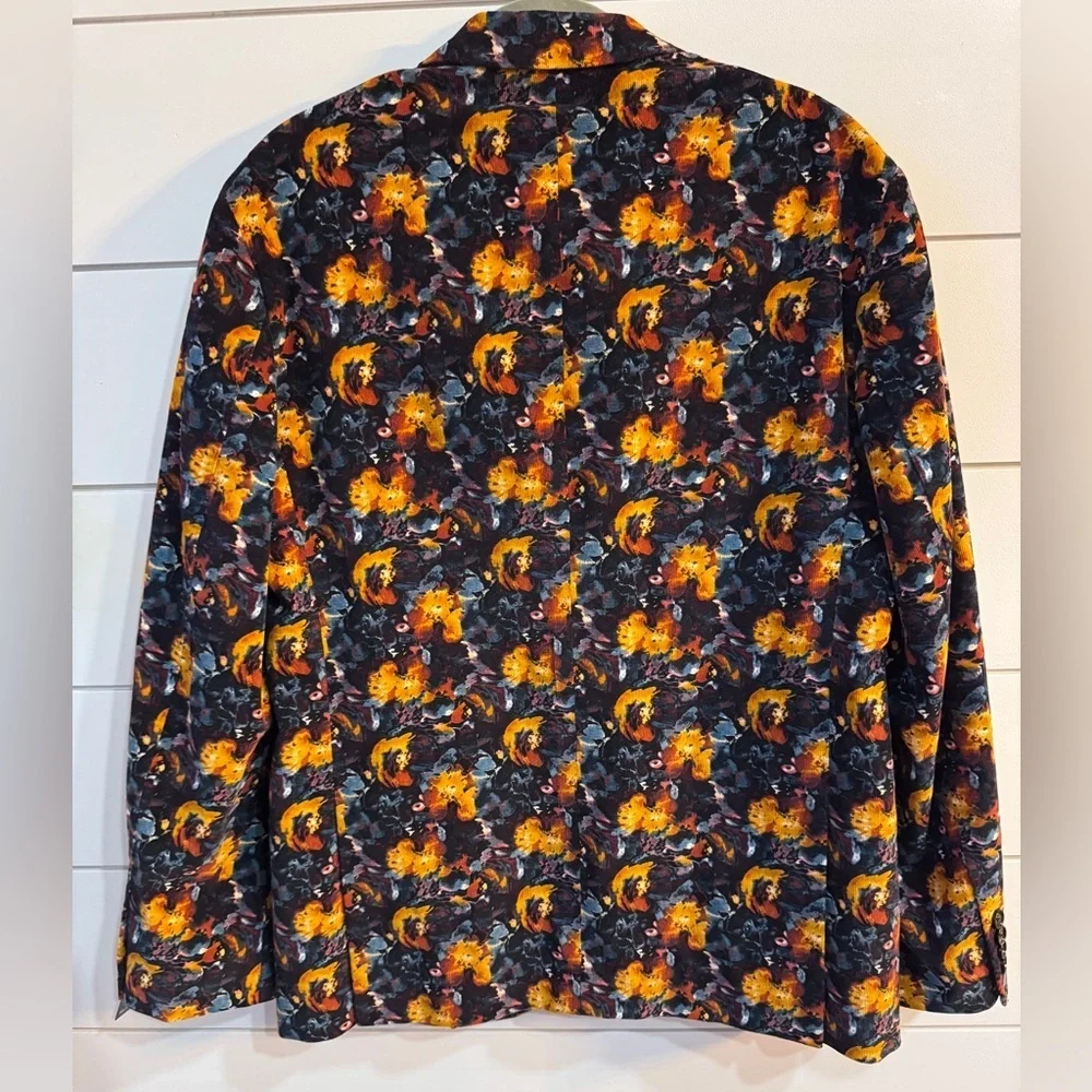 Murano Ancient Renaissance Collection Slim Floral Print Corduroy Blazer Size L